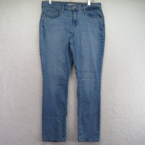 Levis Jeans Womens Size 14 Classic Mid Rise Skinny Medium Wash Blue Denim - Picture 1 of 11